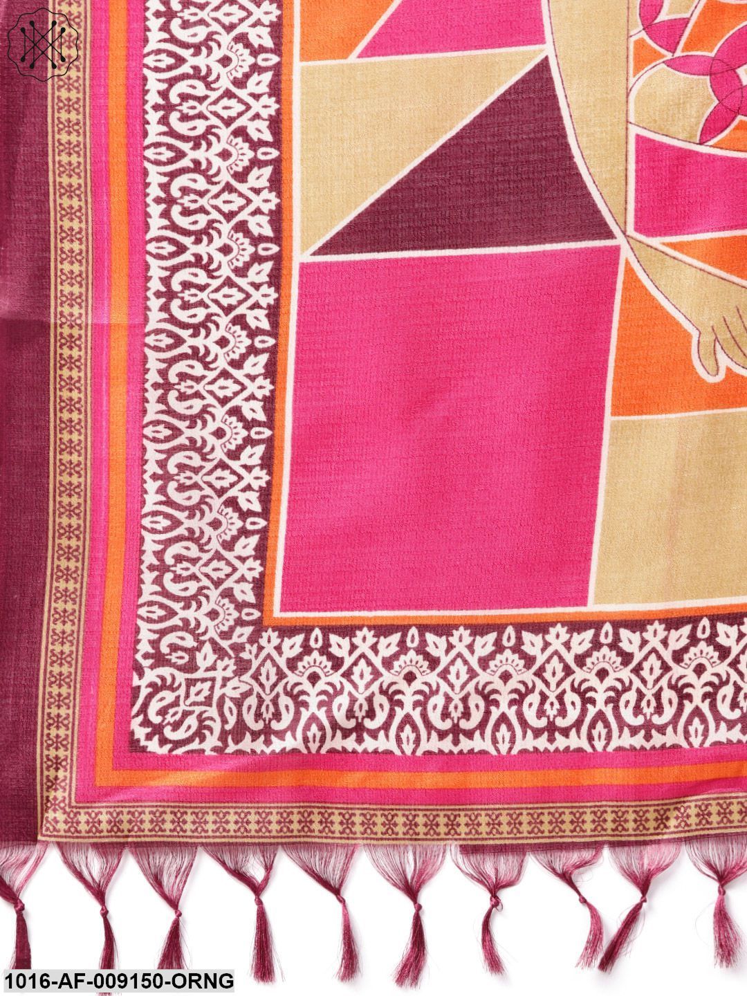 Solid Orange Kurta With Pants & Multi Coloured Dupatta