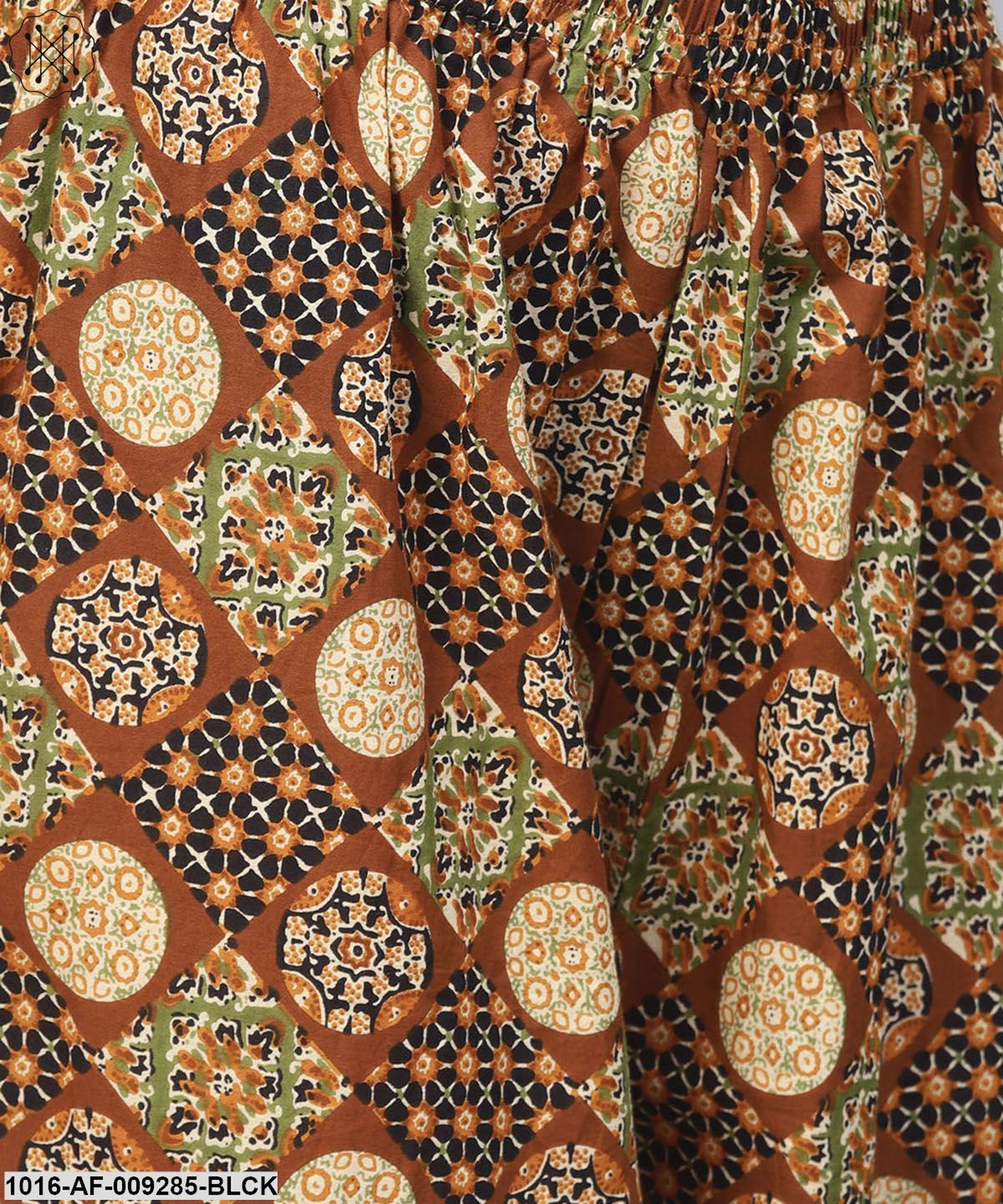 Madarin Collar And Front Placket Cotton Kurta With Ankle Length Printed Palazzo