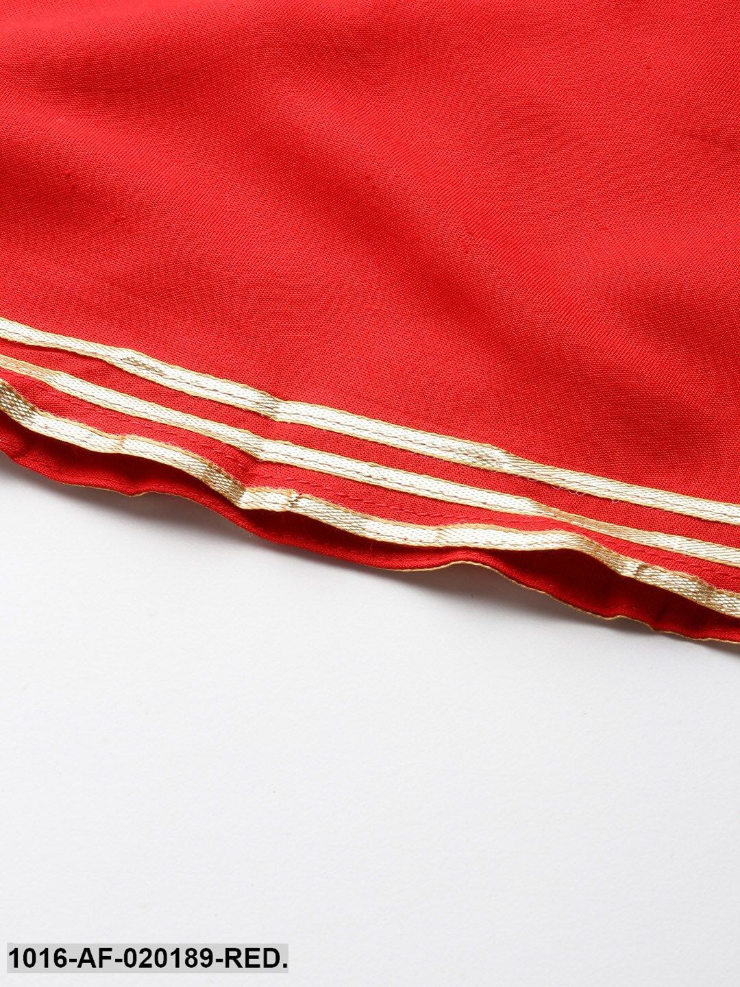 Red & Navy Solid Anarkali Kurta with Trousers & Dupatta