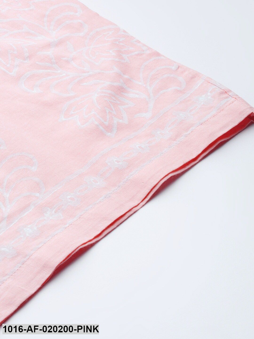 Pink & White Ethnic Motifs Print A-Line Kurta with Palazzos