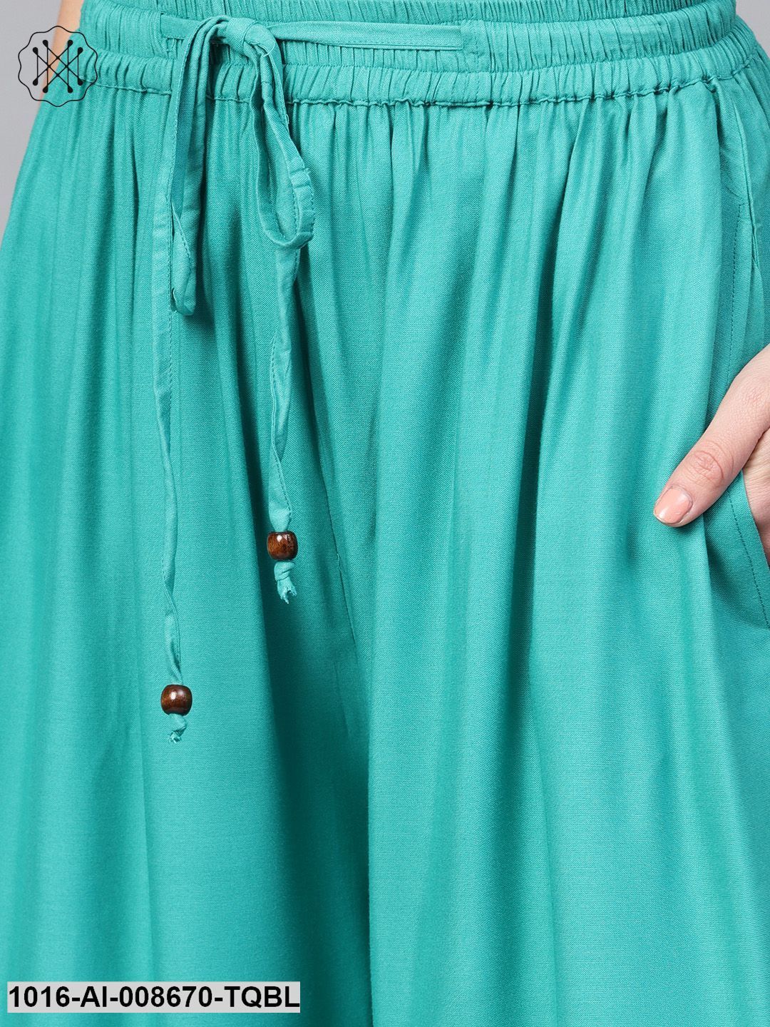 Turquoise Blue Flared Ankle Length Palazzo