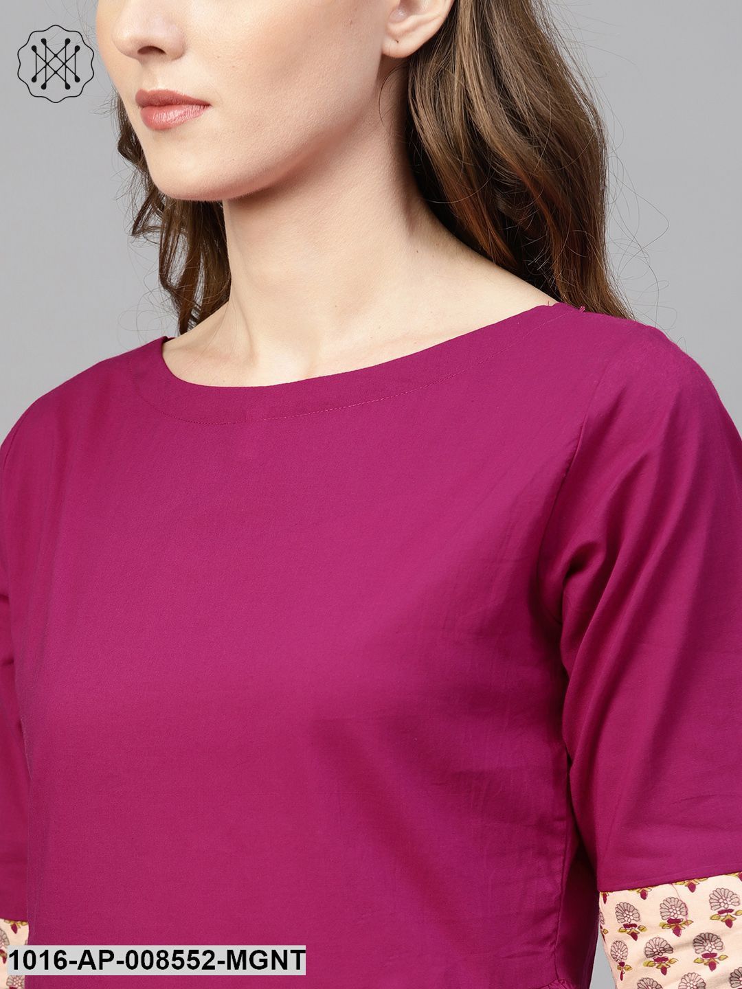 Magenta Flared Top With Detailed Cuffs