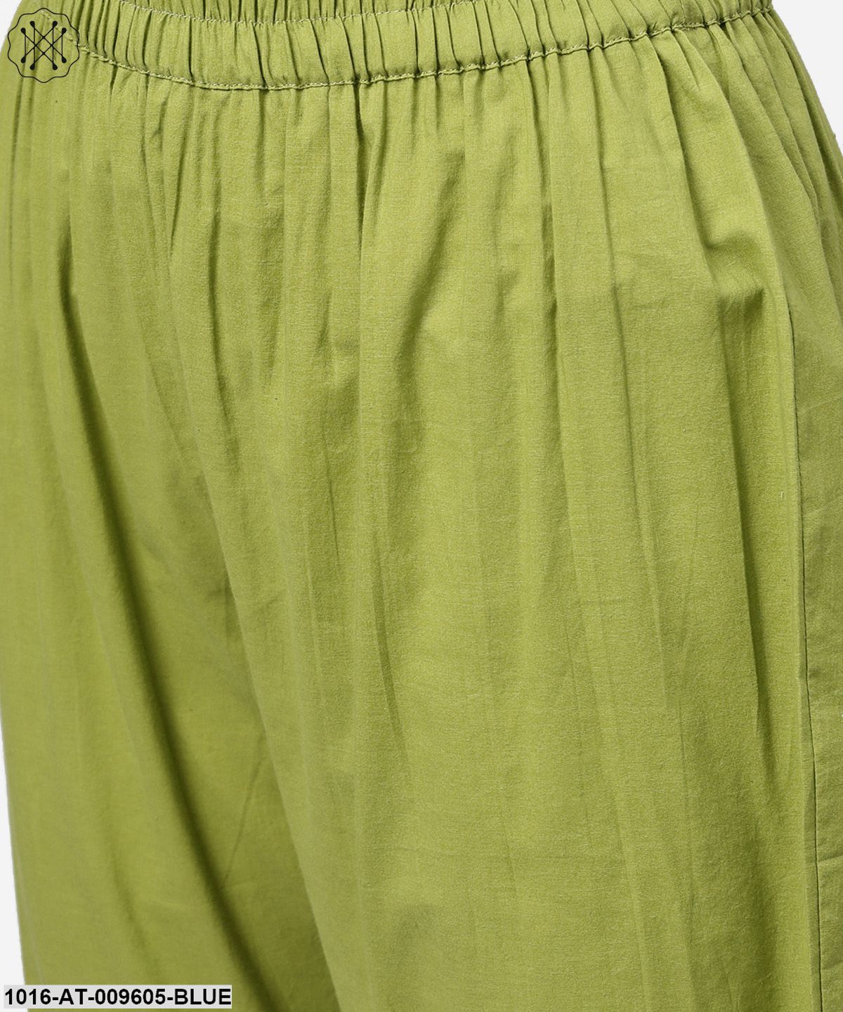 Blue 3/4Th Sleeve Cotton A-Line Kurta