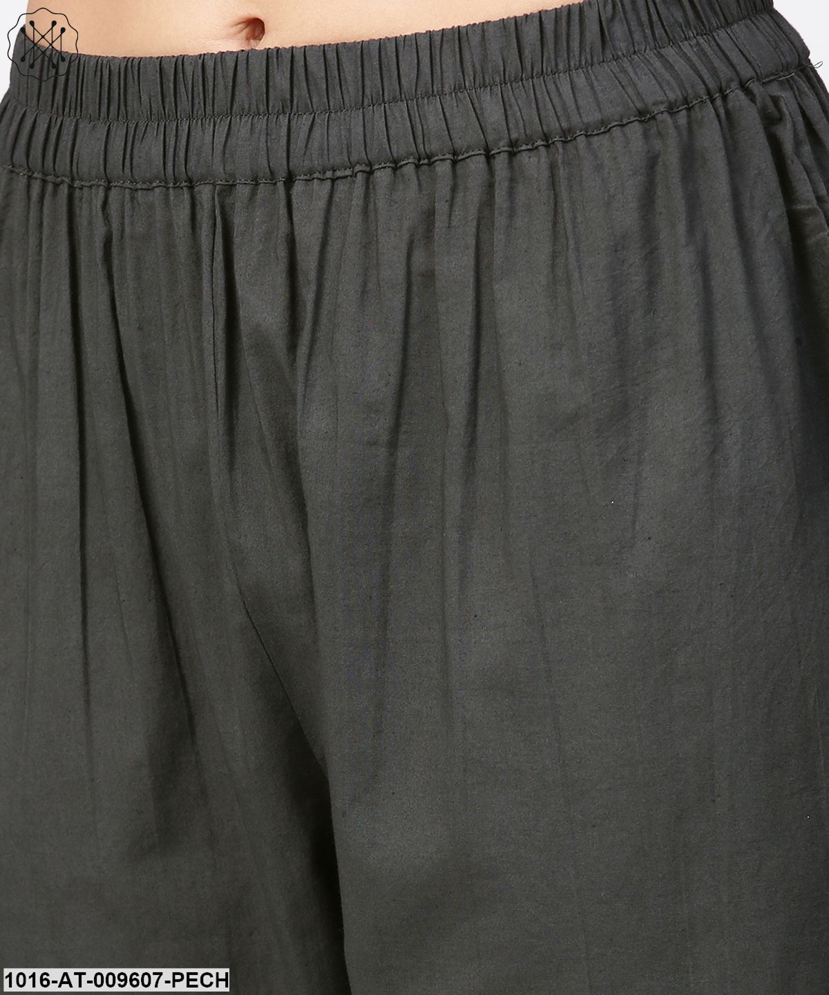 Peach Printed 3/4Th Sleeve Cotton Straight Kurta