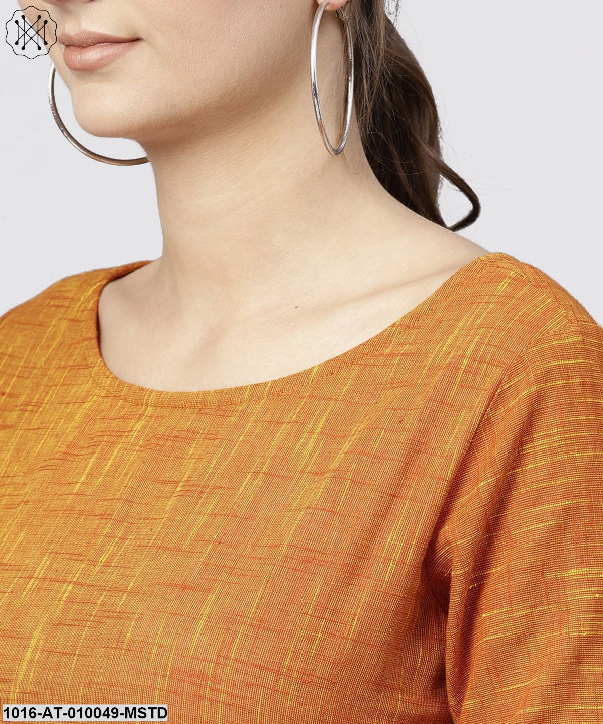 Multi Colored Kurta With Round Neck And 3/4 Sleeves