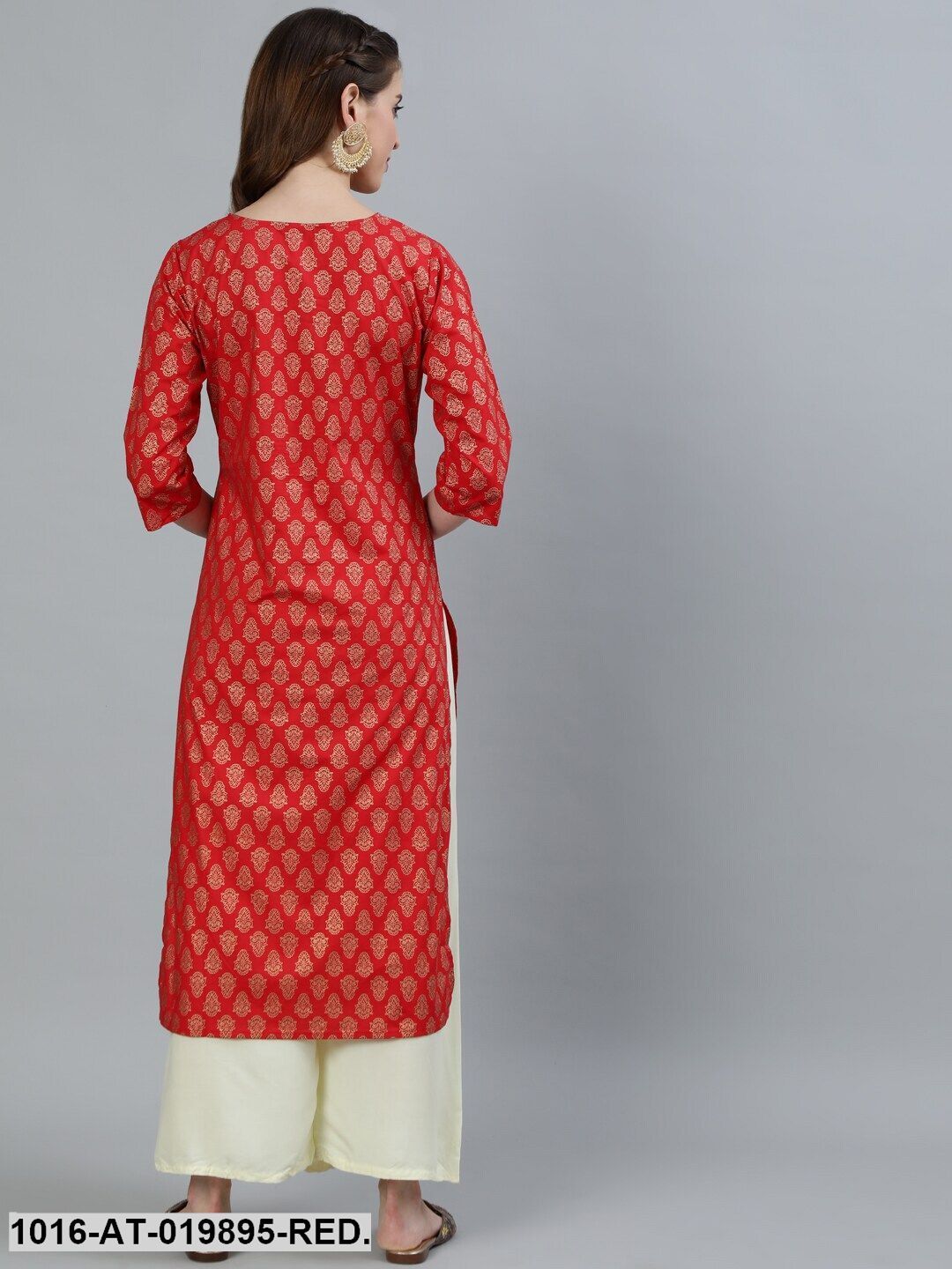 Red Ethnic Motifs Straight Kurta