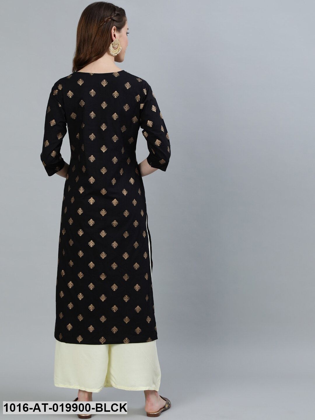 Black & Gold-Toned Ethnic Motifs Printed Kurta