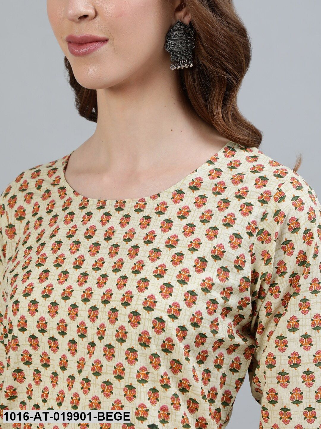 Beige Ethnic Motifs Printed Kurta