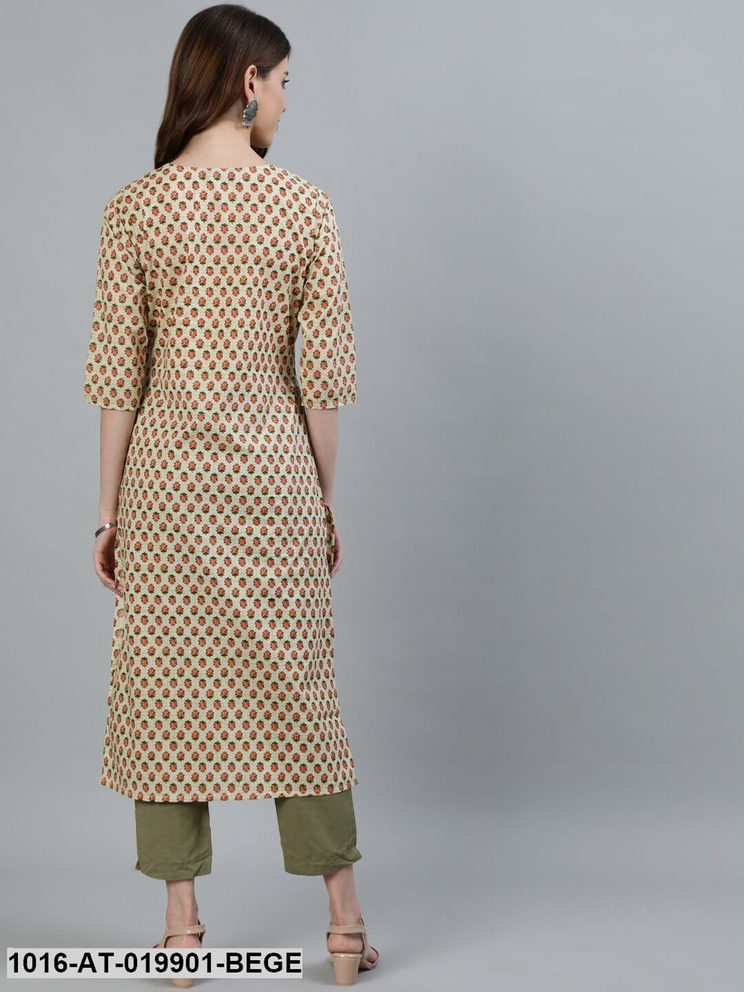 Beige Ethnic Motifs Printed Kurta