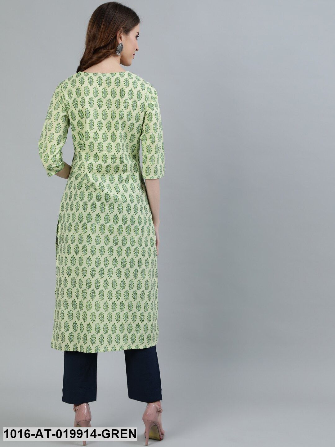 Green Floral Cotton Kurta