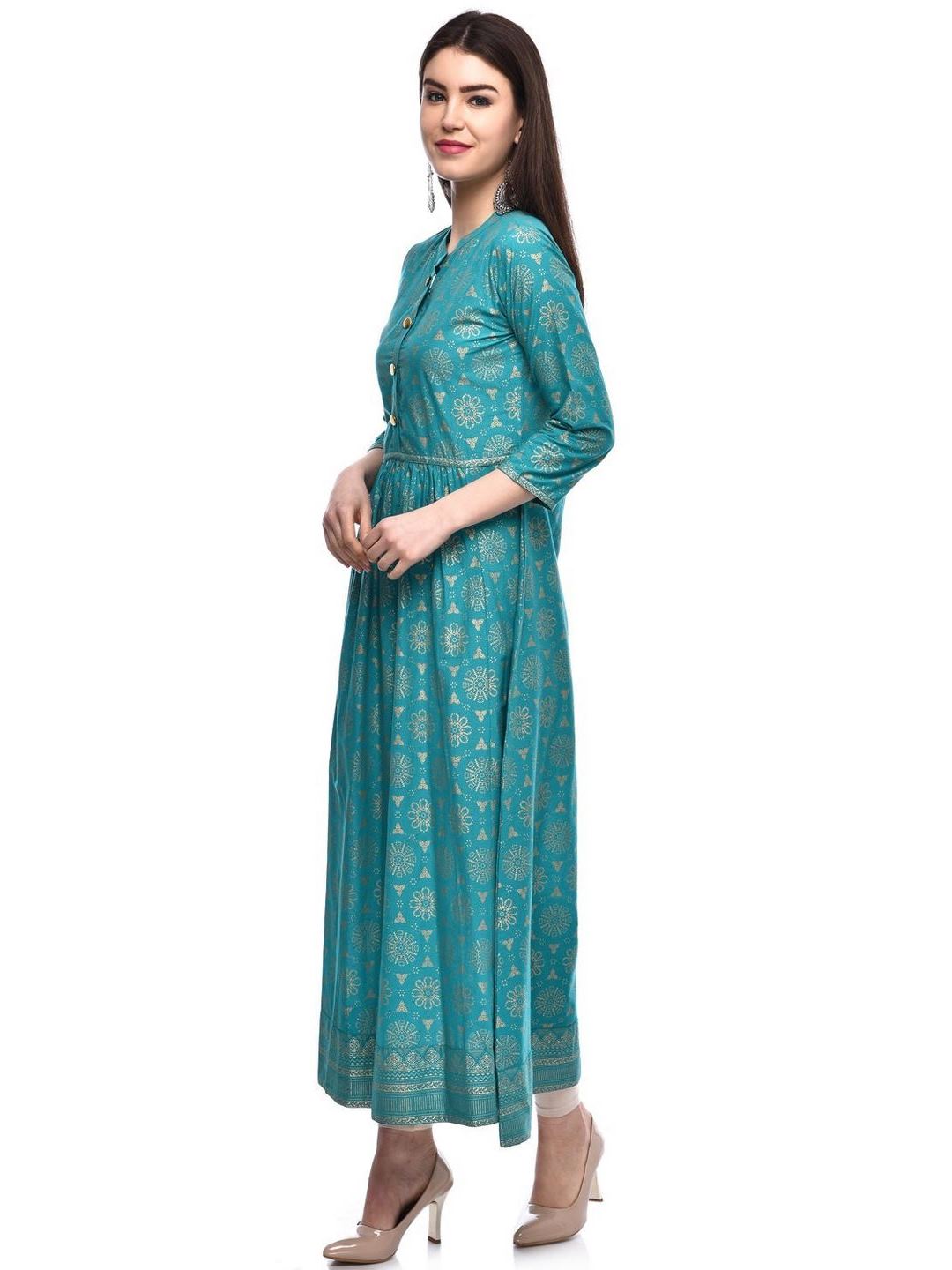 Women Cotton Printed Flared Kurta