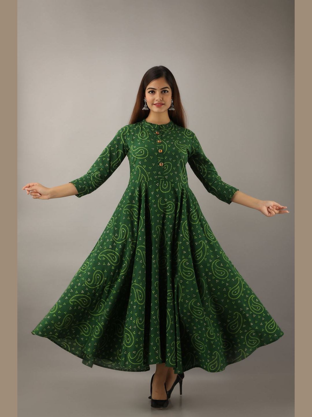 Women Cotton Printed Flared Kurta