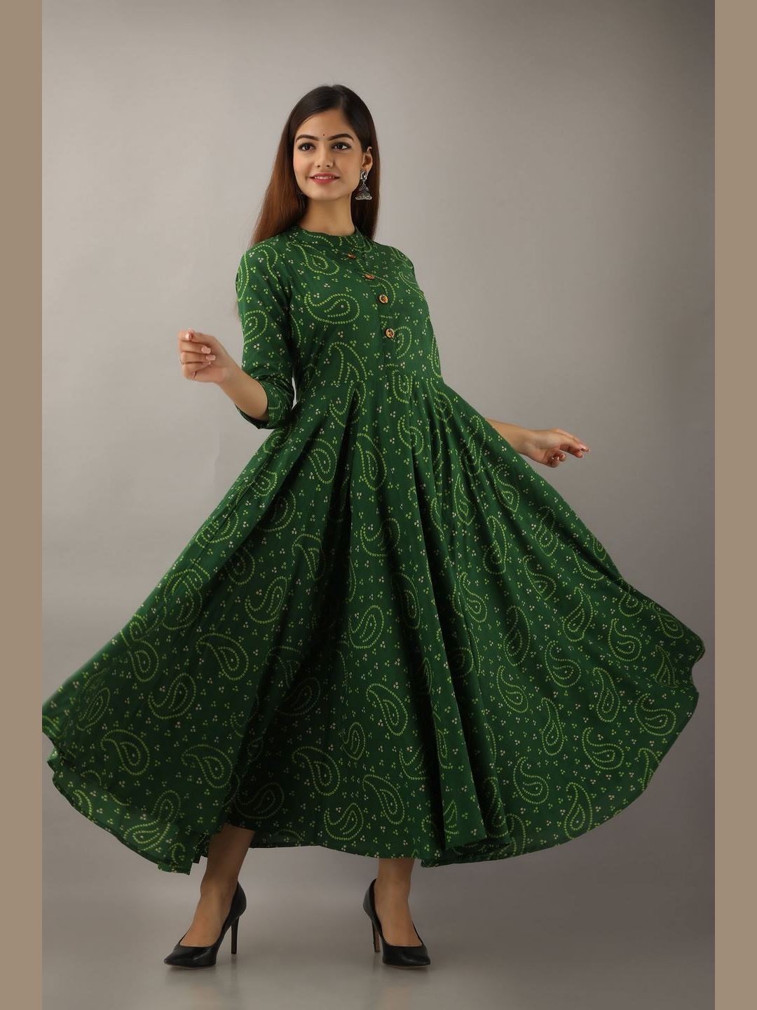 Women Cotton Printed Flared Kurta
