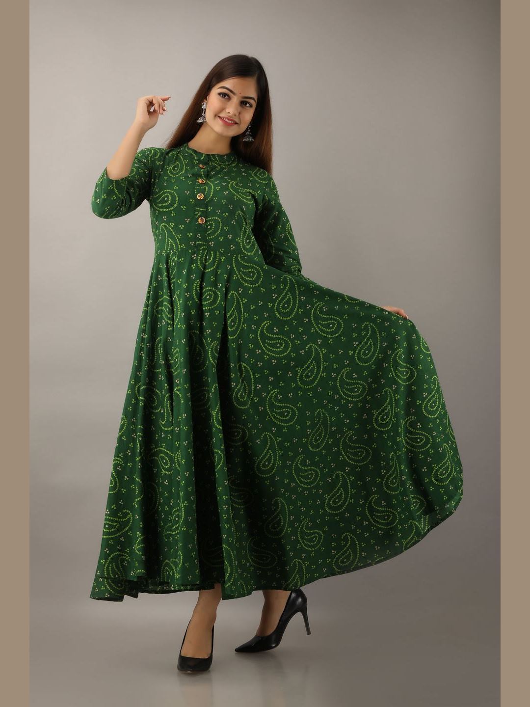 Women Cotton Printed Flared Kurta