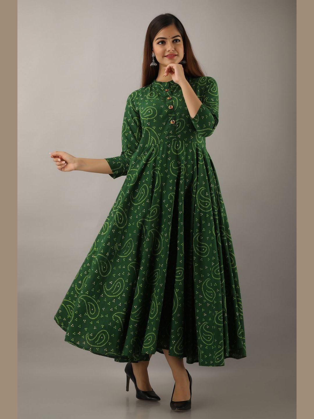 Women Cotton Printed Flared Kurta