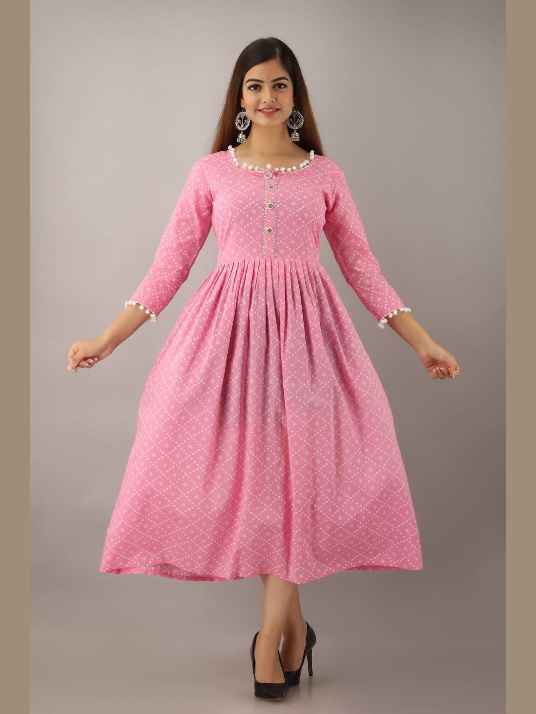 Women Cotton Printed Flared Kurta