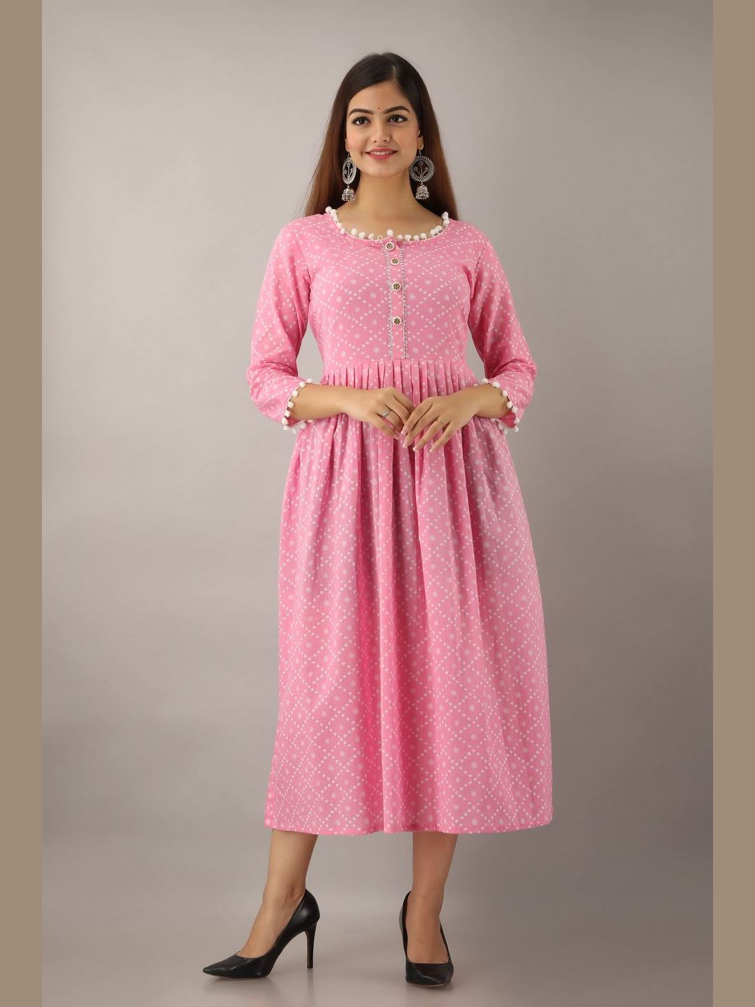 Women Cotton Printed Flared Kurta