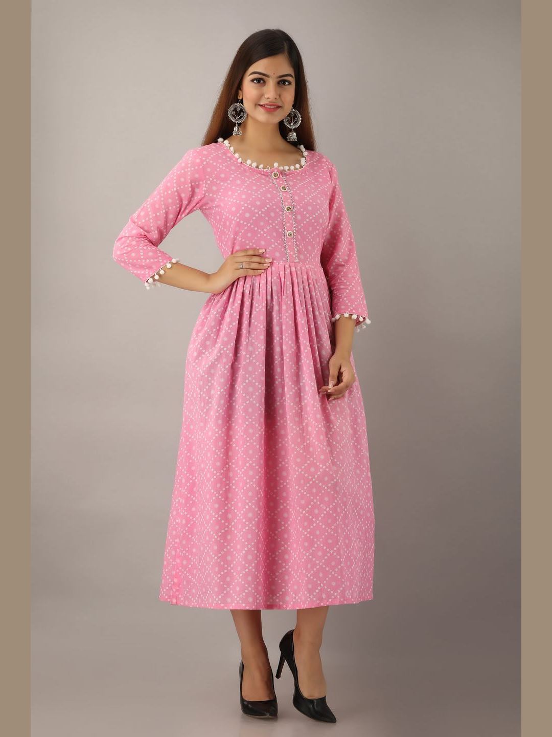 Women Cotton Printed Flared Kurta