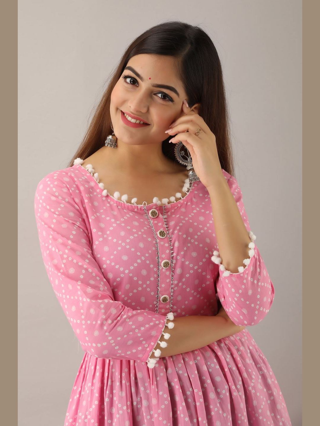 Women Cotton Printed Flared Kurta