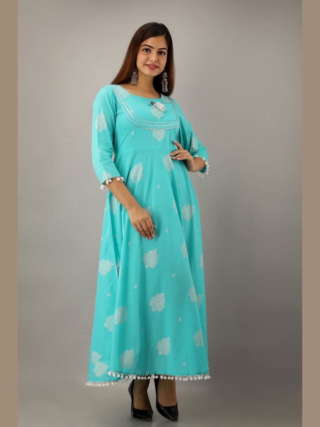 Women Cotton Printed Flared Kurta