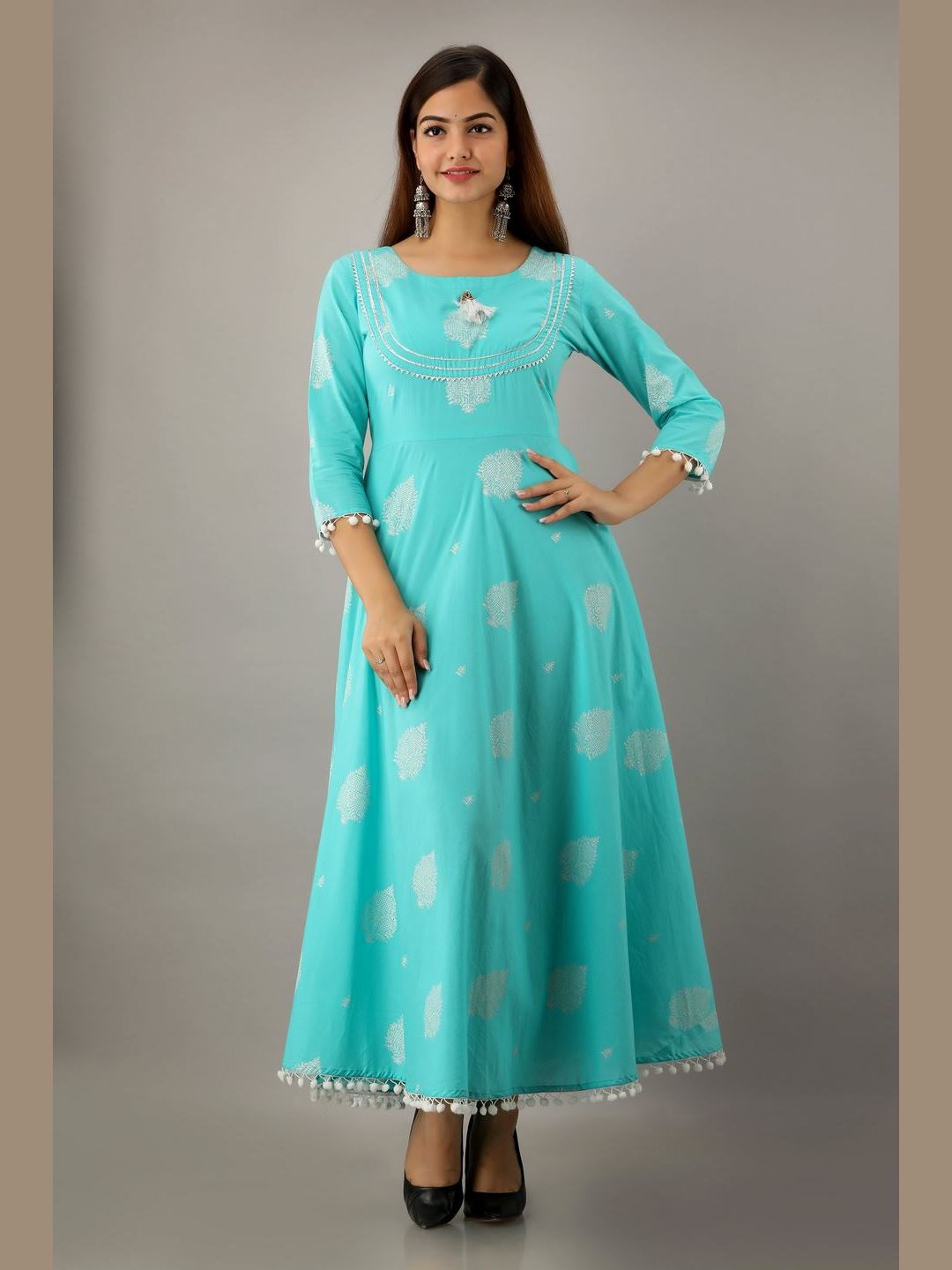 Women Cotton Printed Flared Kurta