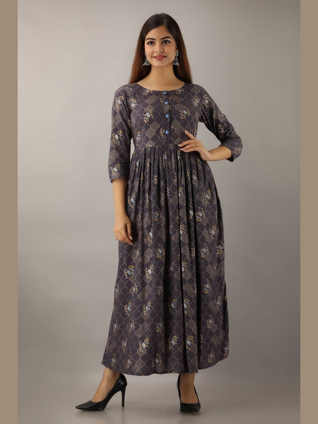 Women Rayon Printed Flared Kurta