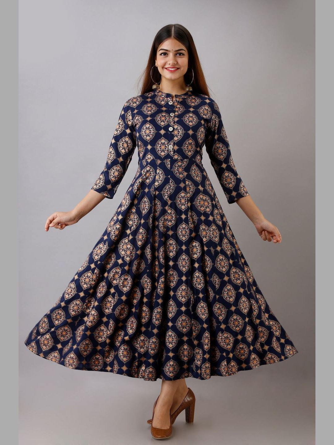 Women Rayon Printed Flared Kurta