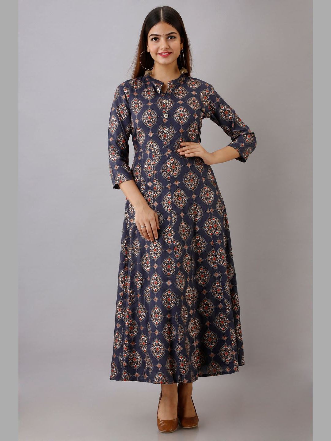 Women Rayon Printed Flared Kurta