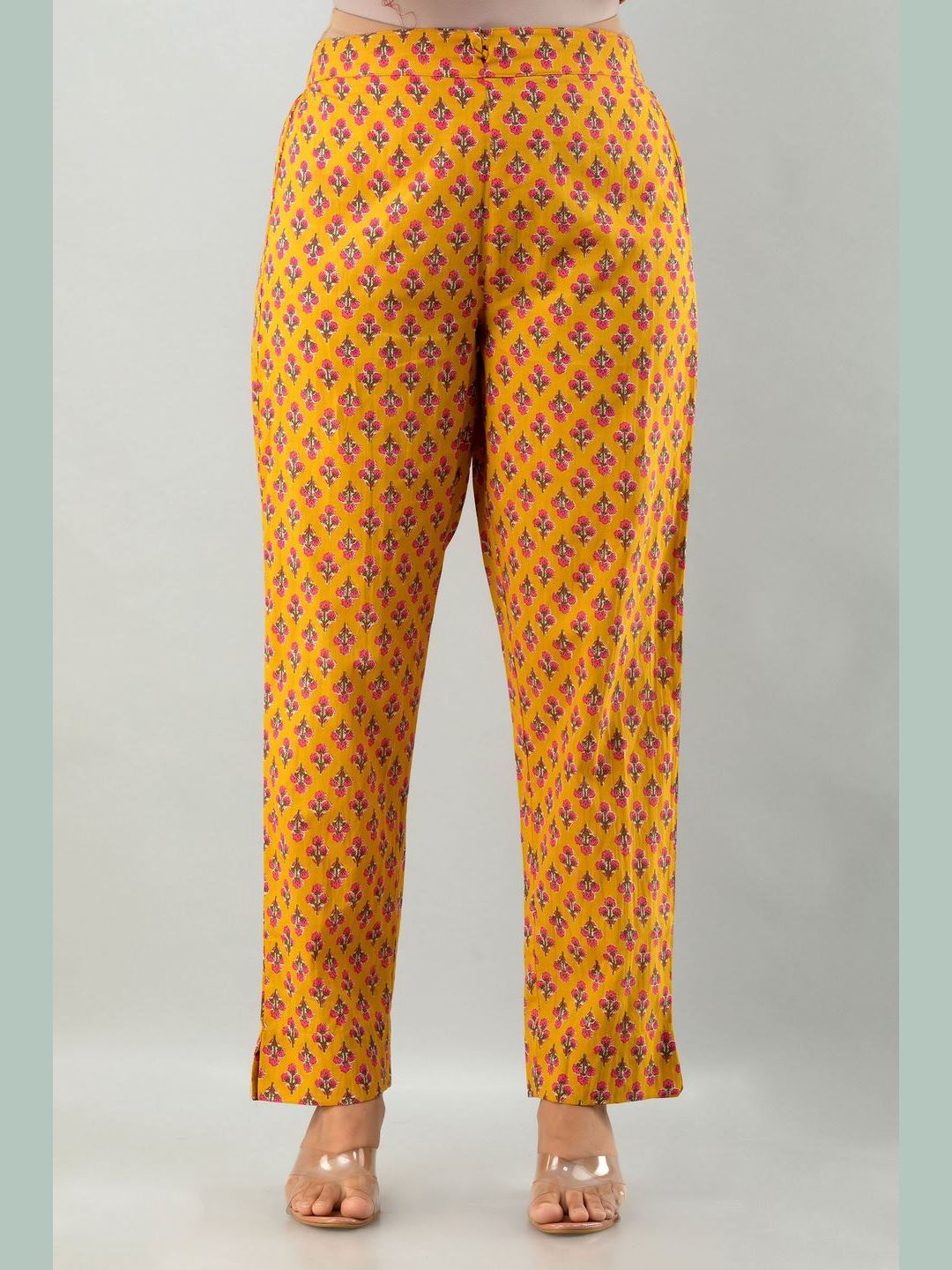 Cotton Calf Length Printed Straight 3/4 Sleeves Round Neck Kurta Pant Dupatta Set