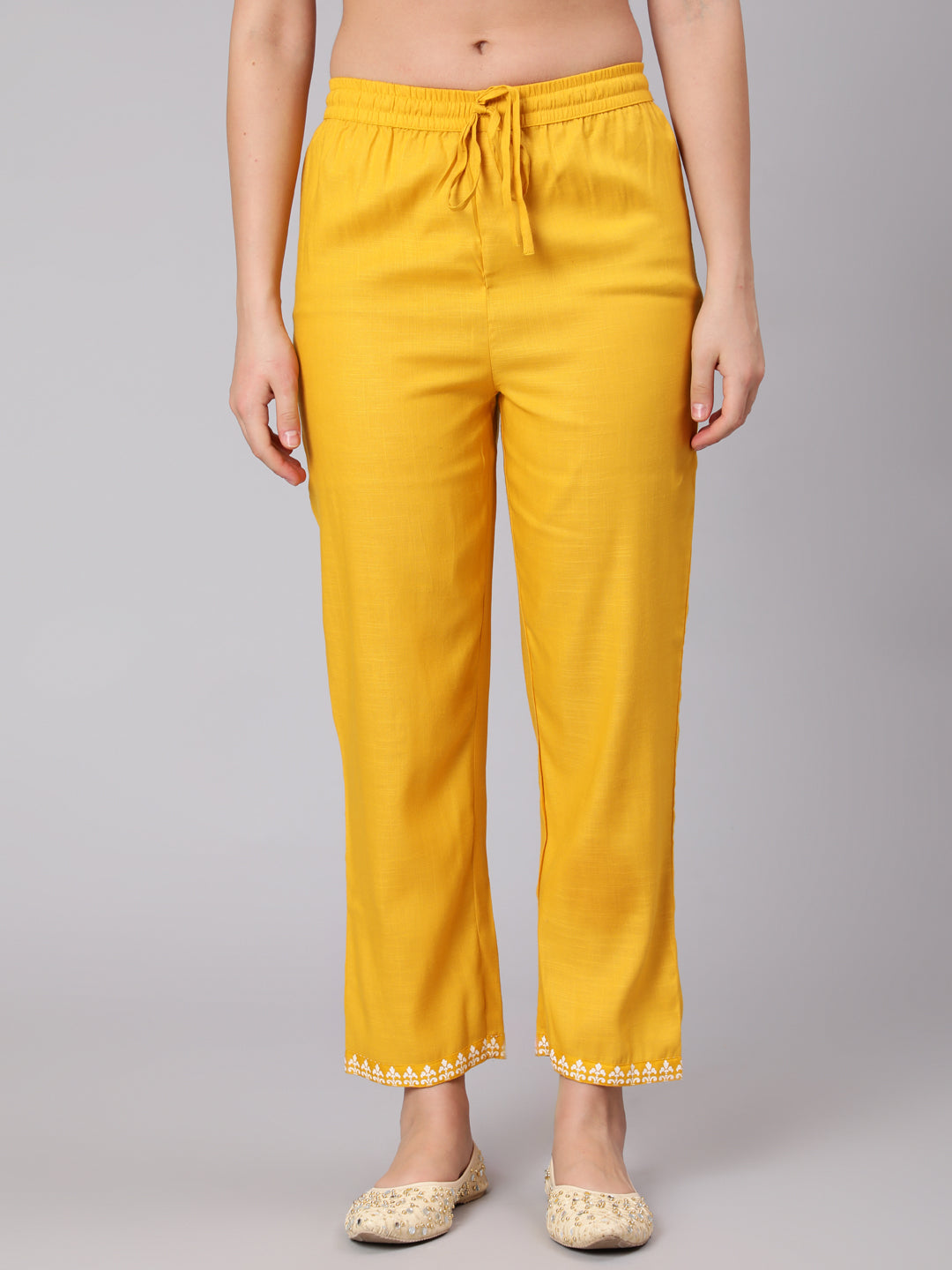 Rayon Slub Calf Length Embroidered Flared 3/4 Sleeve Round Neck Kurta Set With Dupatta