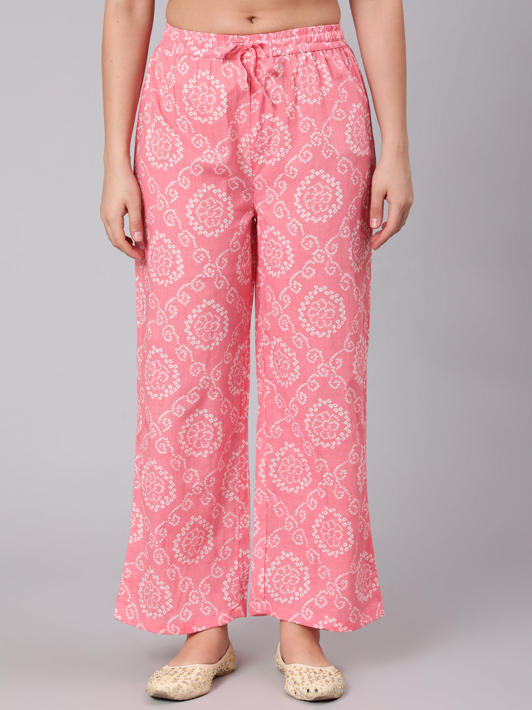 Cotton Calf Length Mirror Work Flared 3/4 Sleeve Round Neck Kurta Set With Dupatta