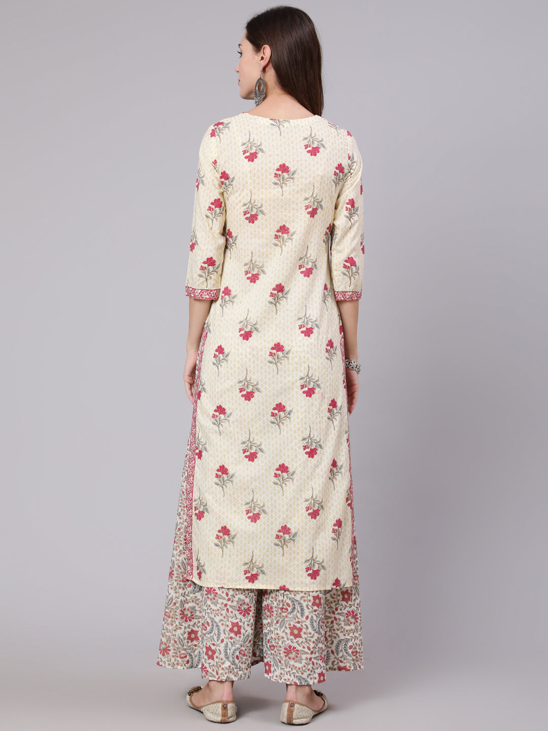 Rayon Calf Length Printed Straight 3/4 Sleeve Round Neck kurta Bottom