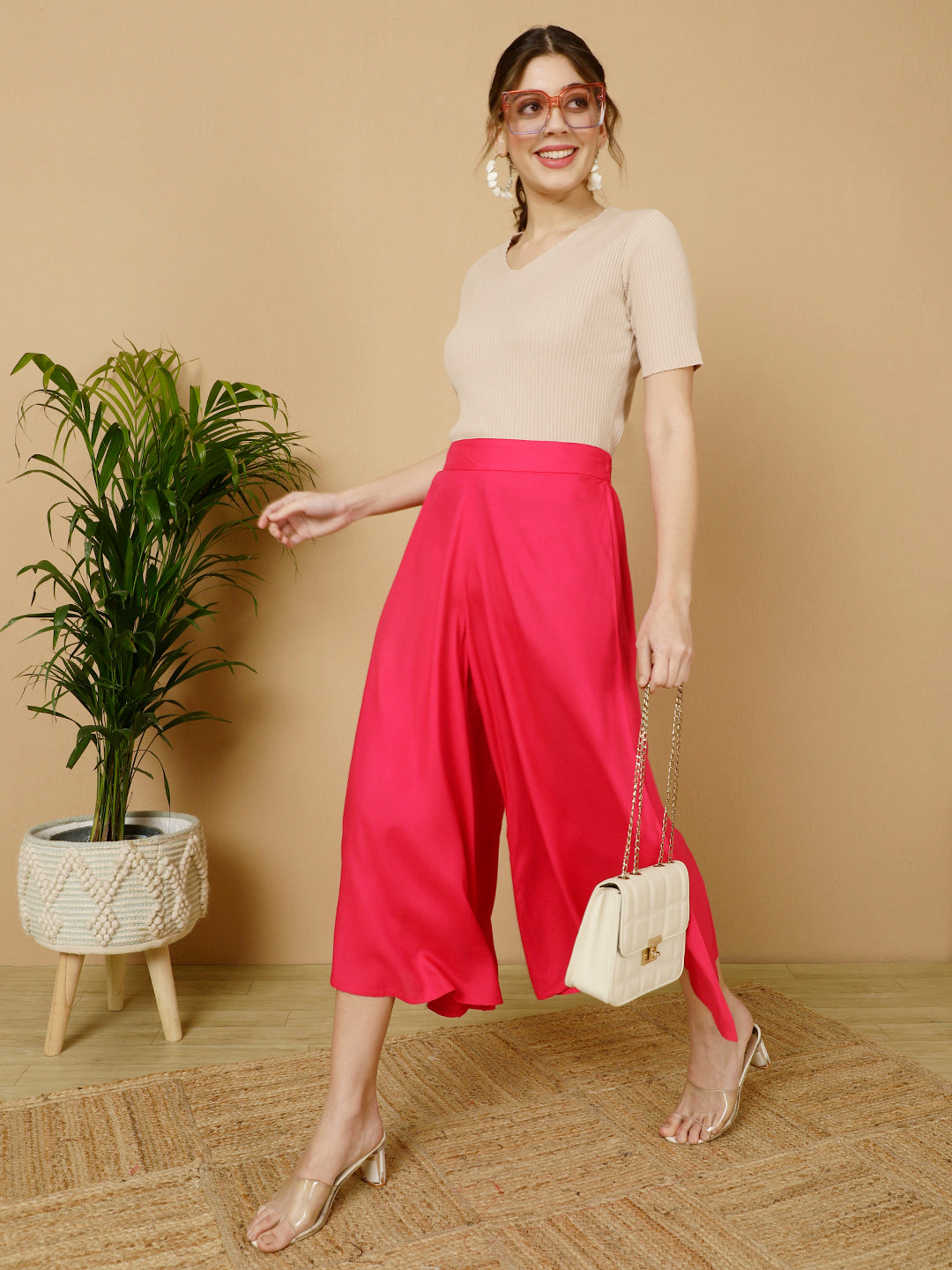 Rayon Solid Flared Palazzos