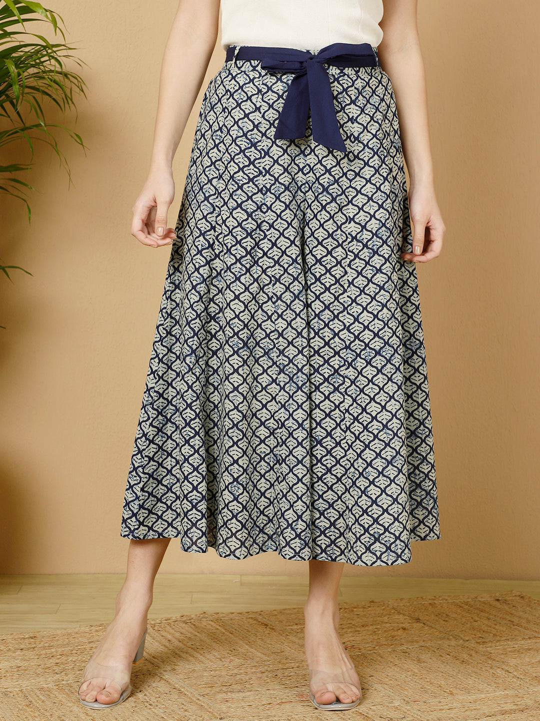 Cotton Printed Flared Palazzo