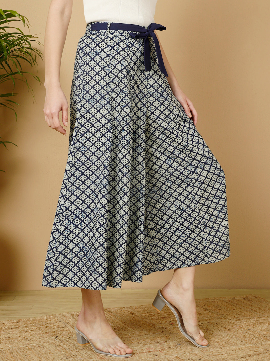 Cotton Printed Flared Palazzo