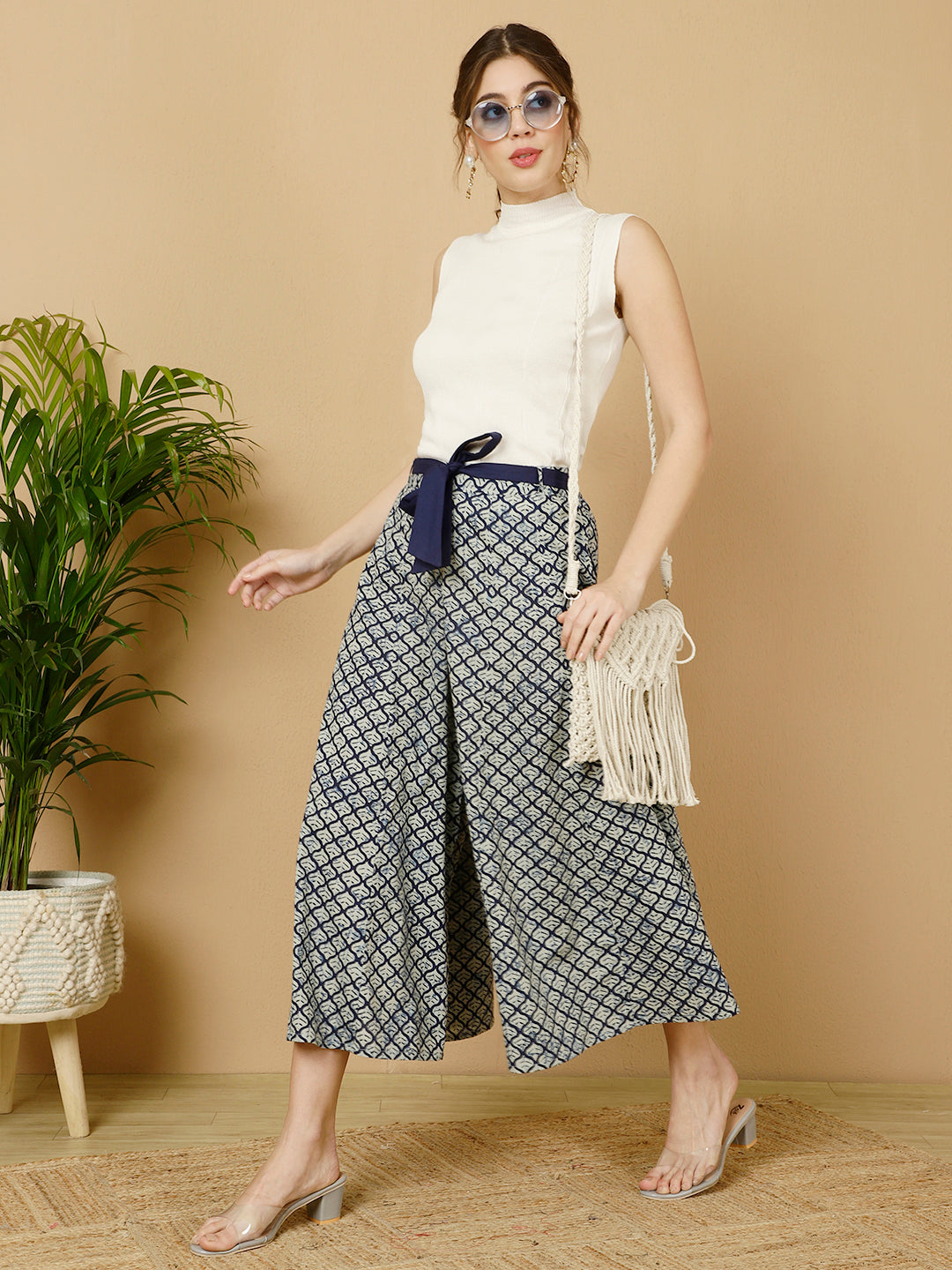 Cotton Printed Flared Palazzo