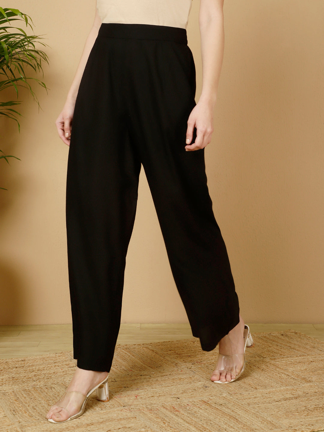 Rayon Solid Straight Pants