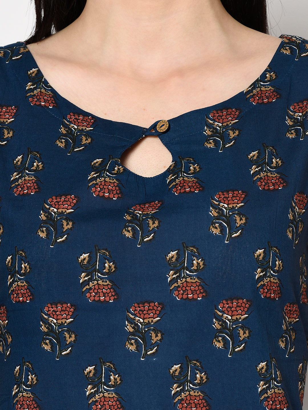 Printed Cotton Sleeveles Straight Kurta