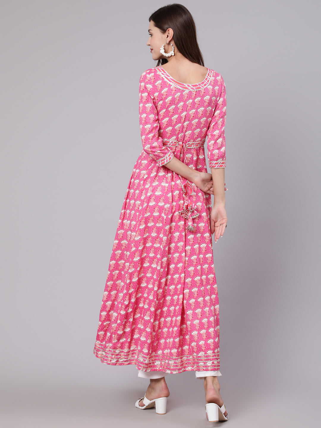 Rayon Ankle Length Printed Flared 3/4 Sleeve Round Neck Kurta Dupatta Set
