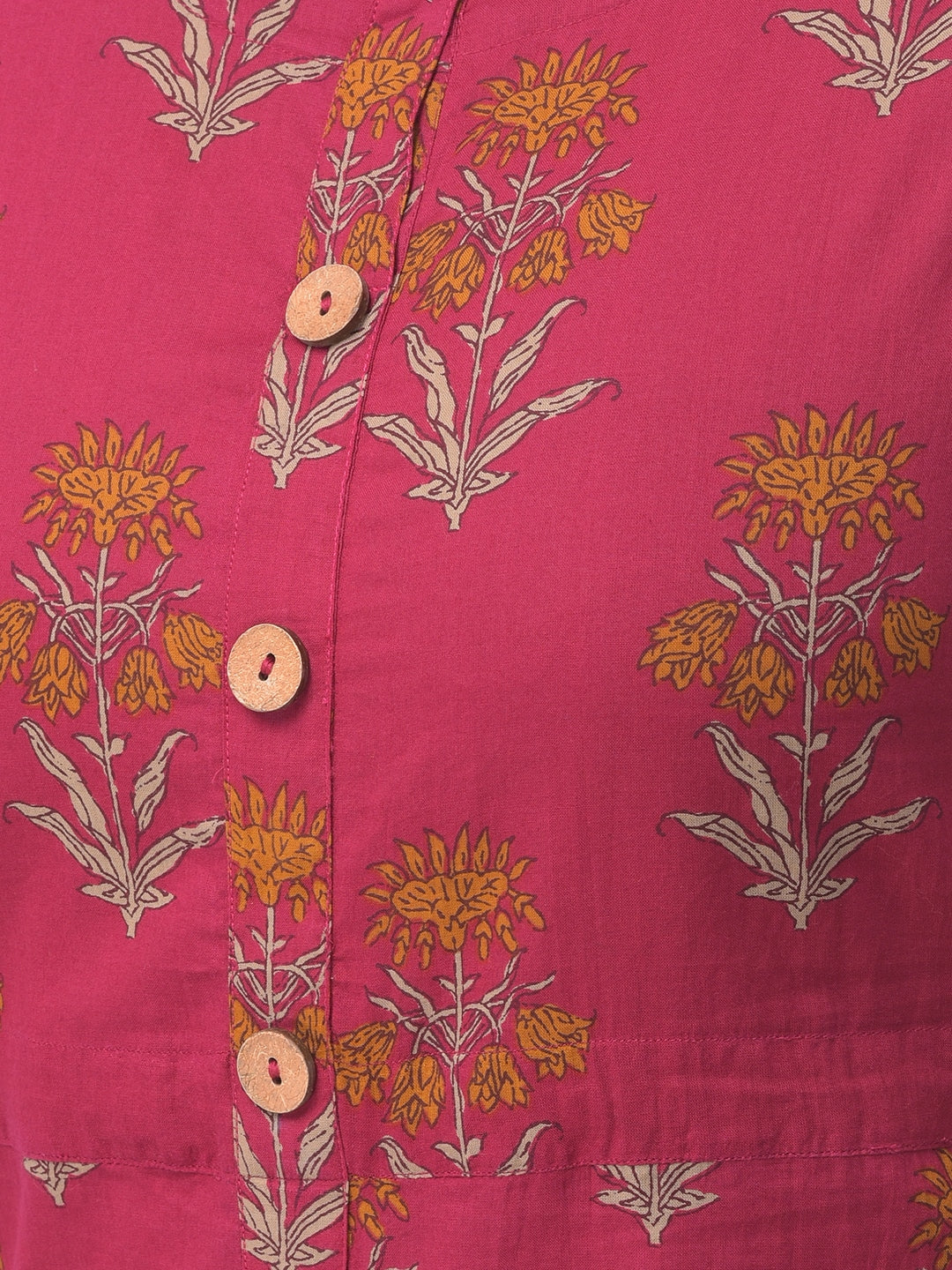 Cotton Printed Round Neck 3/4 Sleeve A-line Ankle Length Kurta