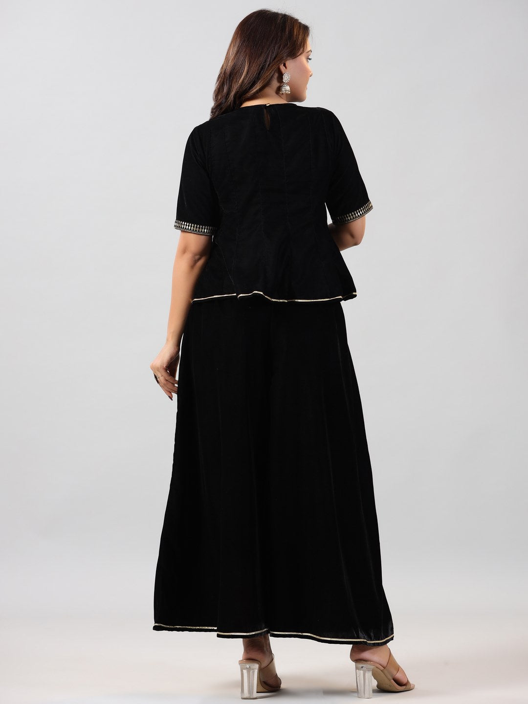 Black Velvet Embroidered Clothing Set