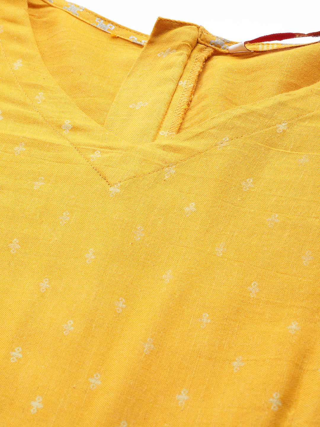 Mustard Rayon Flex Printed Ethnic Jumpsuit with Belt