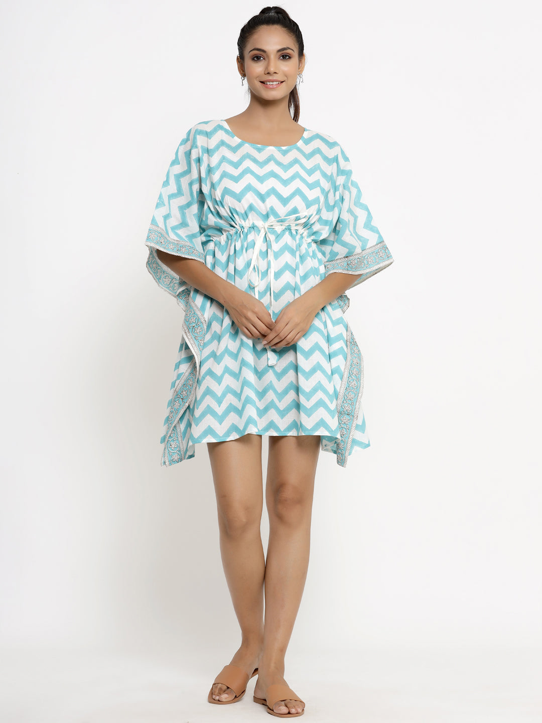 Cotton Stripe Print Kaftan Kaftan Dress