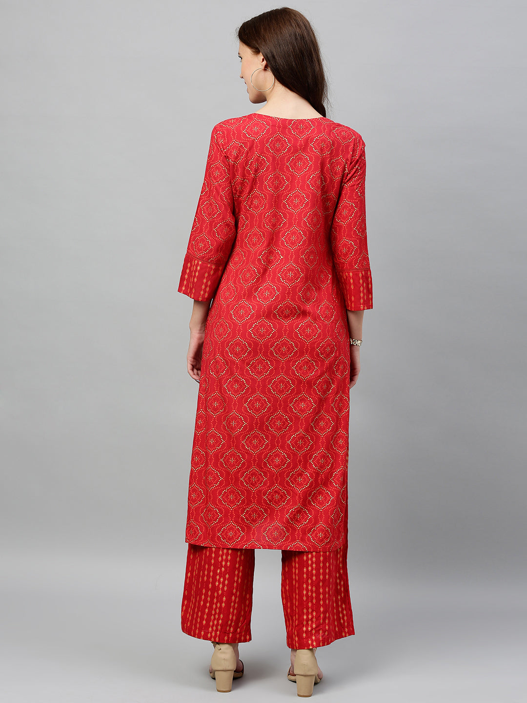 Rayon Printed Straight Kurta Palazzo Set