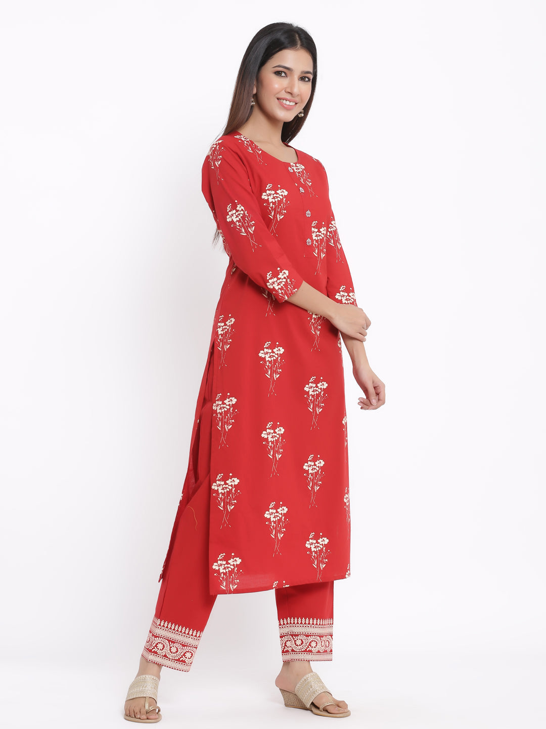 Cotton Round Nack Kurta And Palazzo Set