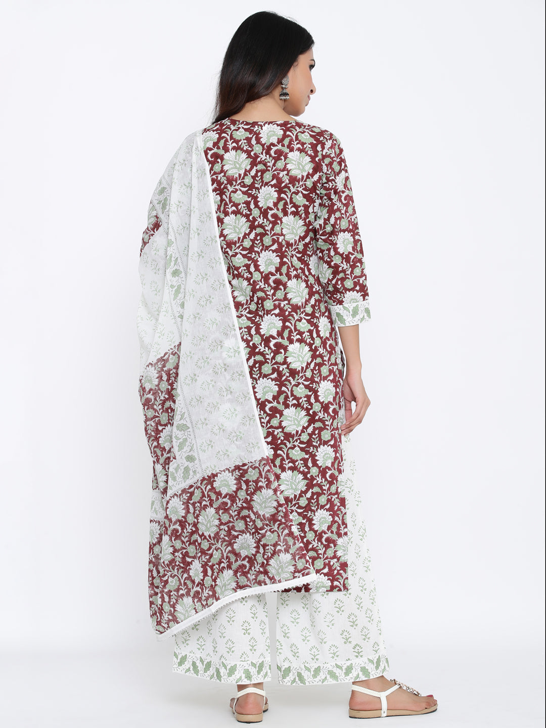 Cotton Printed Flared Kurta Palazzo Dupatta