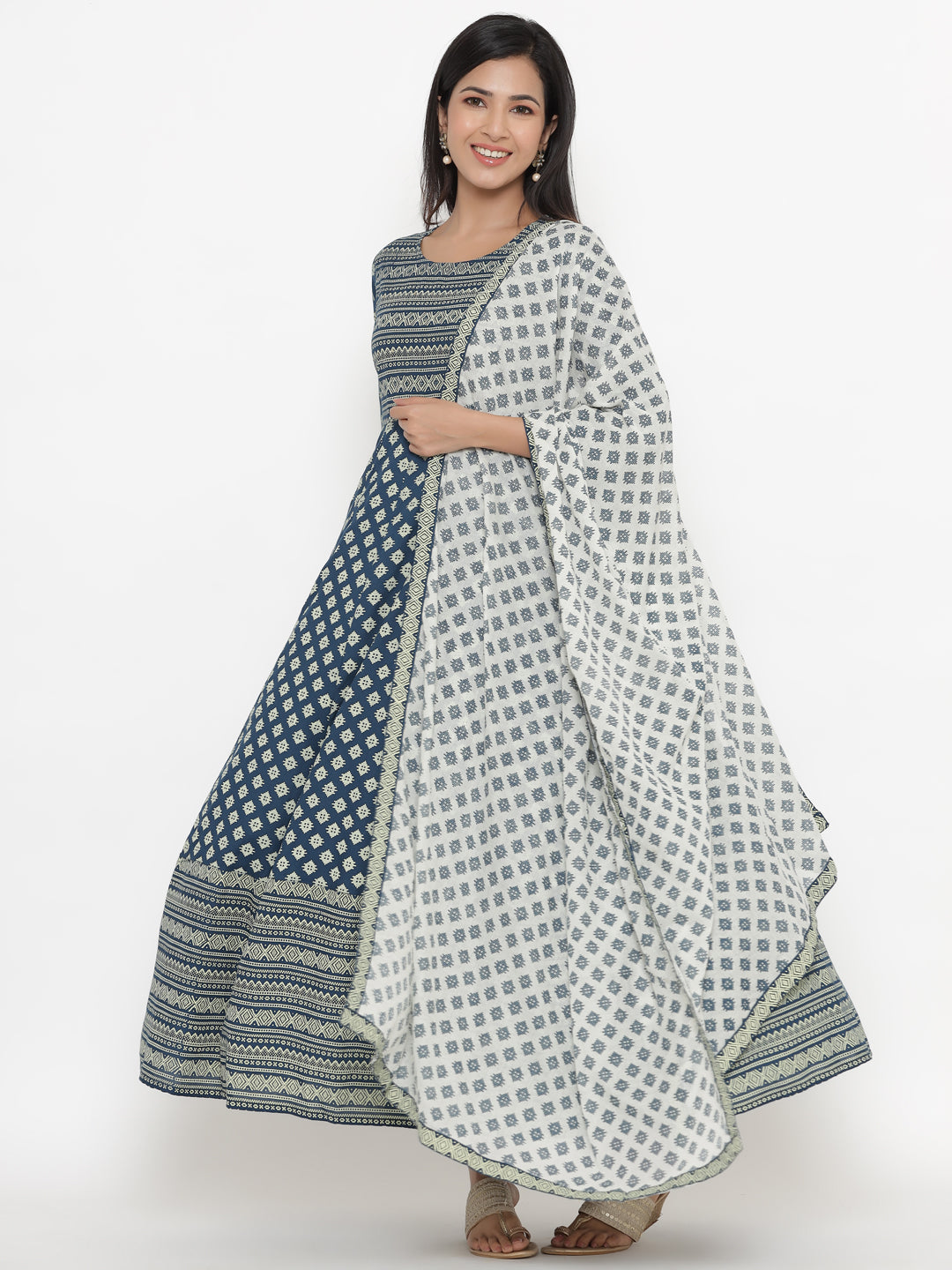 Rayon Printed Regular Kurta With Dupatta