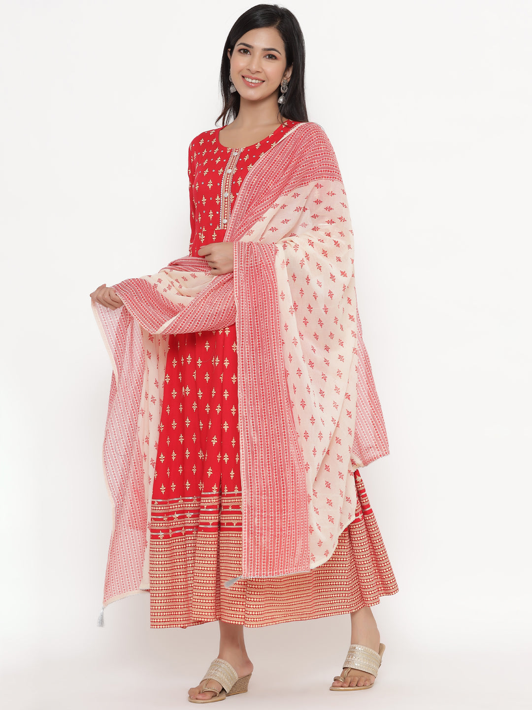 Rayon Printed Regular Kurta With Dupatta