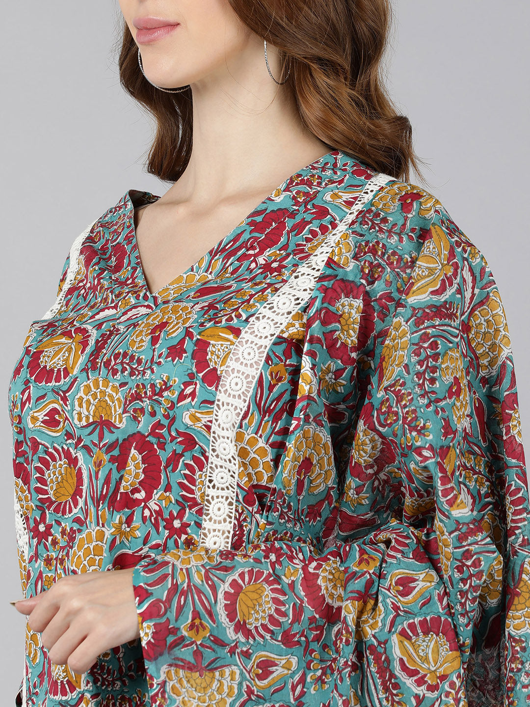 Rayon Printed Straight Ethnic Set (Multicolour)