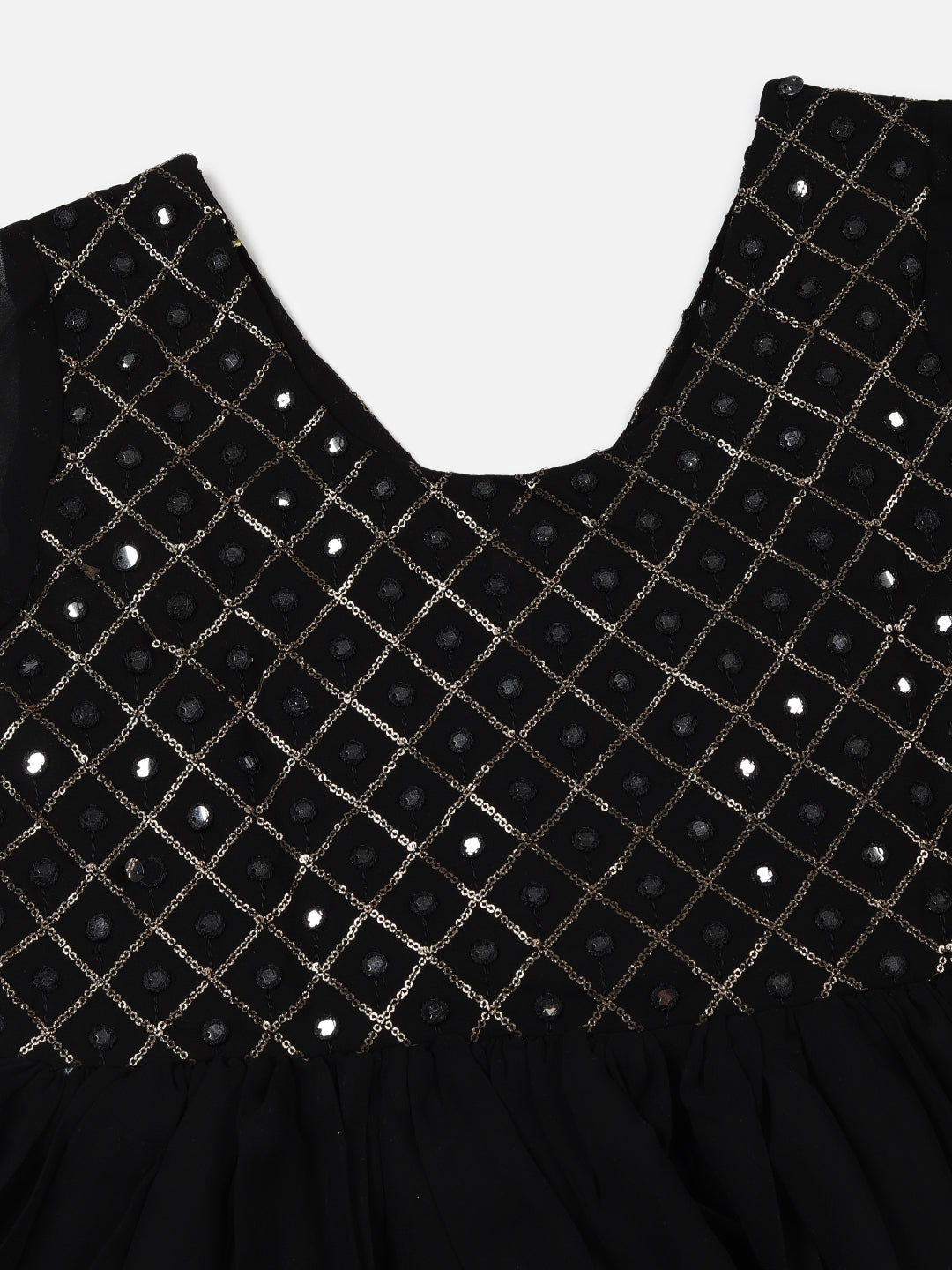 Georgette Solid Anarkali Ethnic Set (Black)